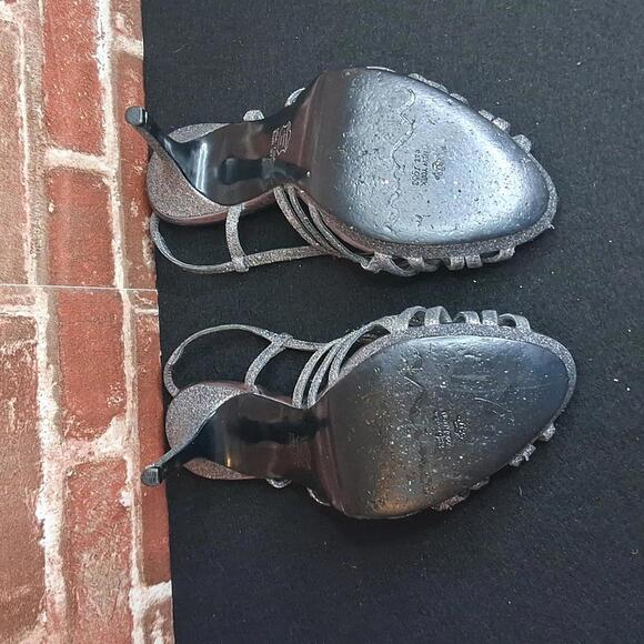 Nina New York Heels Womens Size 7.5 Silver Sparkle Strappy - Picture 5 of 5